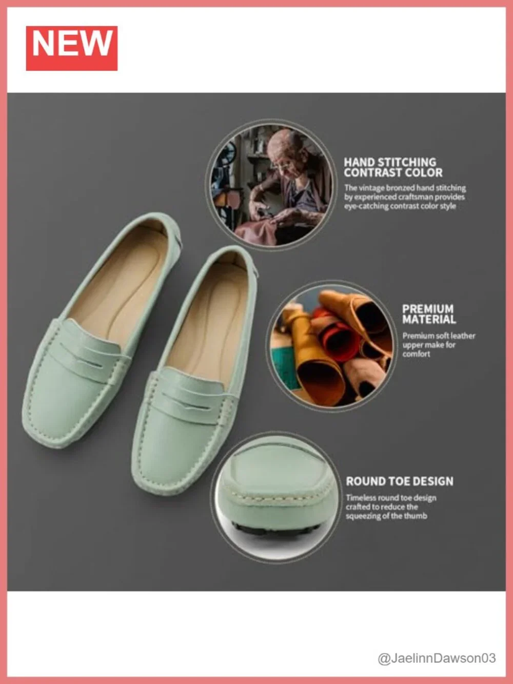 Genuine Leather Penny Loafers Women's Slip-Ons Lightweight Comfort Flats